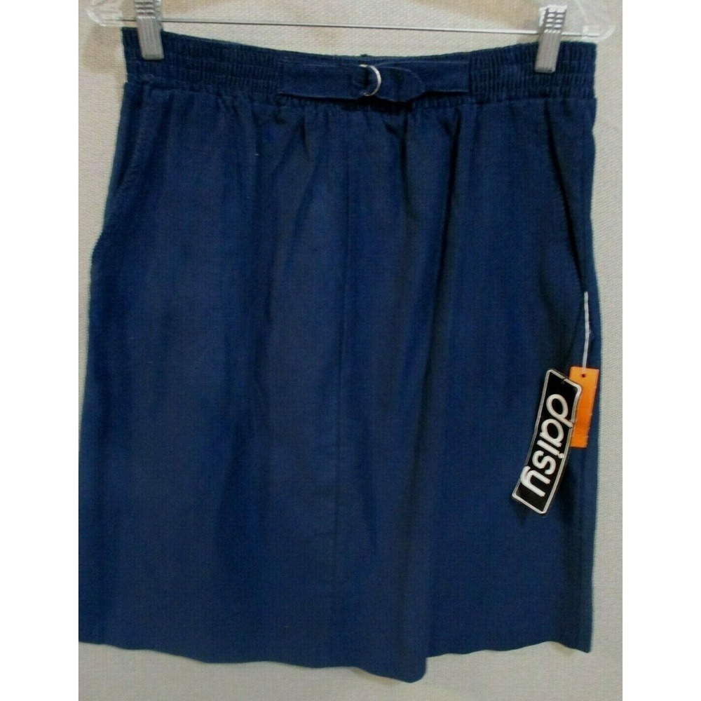 VTG 80's Daisy High Waist Rise Corduroy Skirt Size 16 NWT Dark Blue